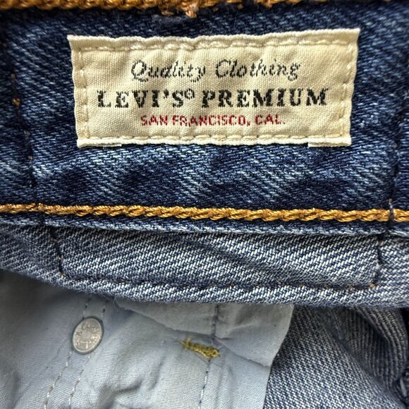 Levi's Premium Ribcage Straight Jeans Tag 28/29 Button Fly Big E High Rise Blue - Picture 5 of 13